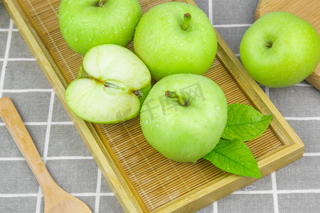 水果西柚线描摄影照片_青苹果水果摄影图