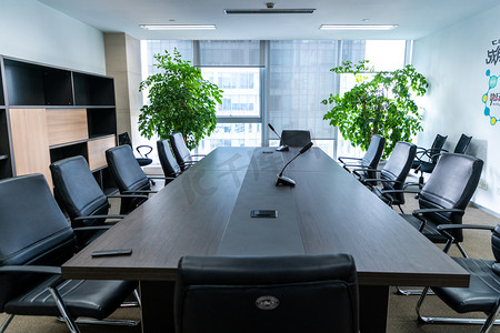 蓝色大气企业模板摄影照片_企业会议办公室摄影图
