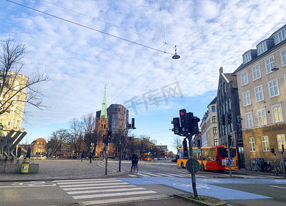 欧洲街头摄影照片_丹麦哥本哈根街头风景摄影图