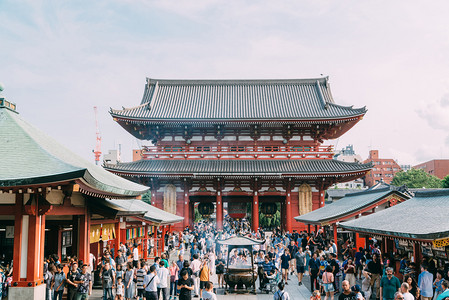 日本旅游矢量摄影照片_日本东京浅草寺寺庙神社参拜旅游摄影图