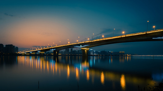 长沙城市摄影照片_长沙湘府路大桥夜景摄影图