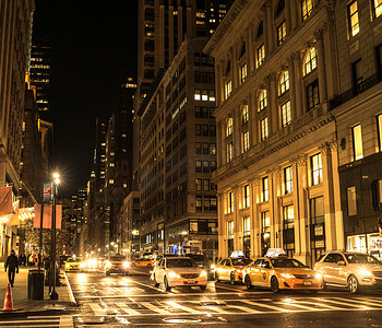 不夜城纽约街道交通摄影图