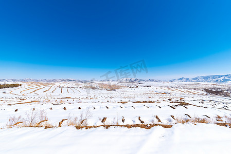 大气草原冬日雪景摄影图