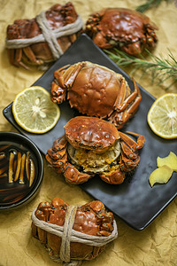 中秋美食螃蟹摄影图