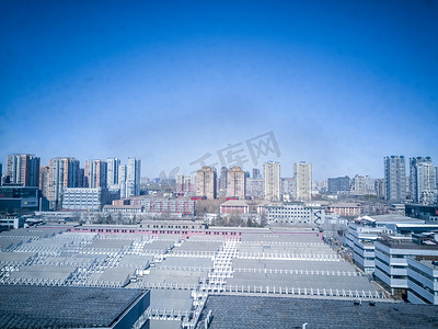 高空俯视无人机视角城市建筑摄影图