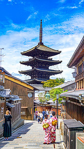 日本旅游矢量摄影照片_日本京都二年坂三年坂摄影图