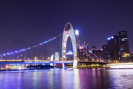 夜色摄影照片_广州猎德大桥风光摄影图