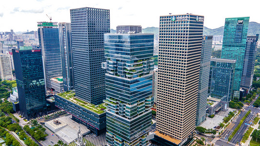 航拍城市建筑摄影照片_航拍深圳证券交易所广场建筑群摄影图