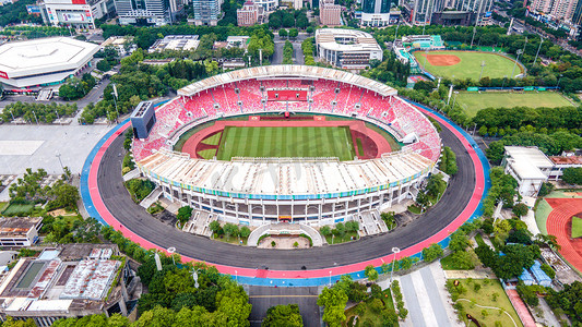 广州天河摄影照片_体育足球场广州市天河体育馆摄影图