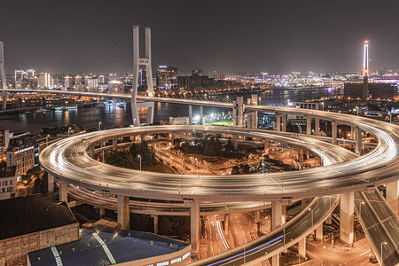 城市立交摄影照片_上海南浦大桥摄影图