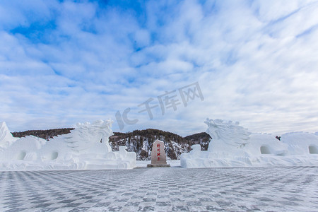 冬天哈尔滨大兴安岭冰雕摄影图