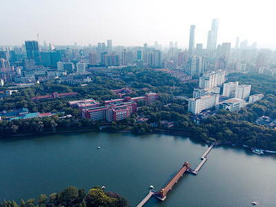 高空航拍俯瞰长沙城市一隅摄影图