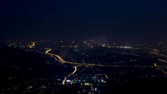 高空摄影照片_城市夜景系列之高空无人机广角全画幅摄影图