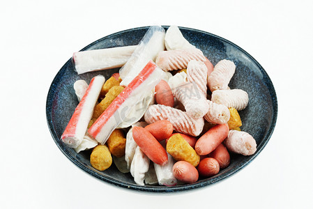 餐饮食材火锅配菜丸子摄影图