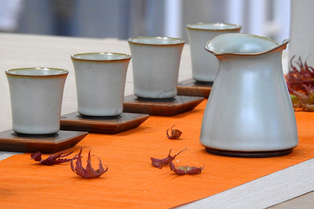 中式茶具摄影图