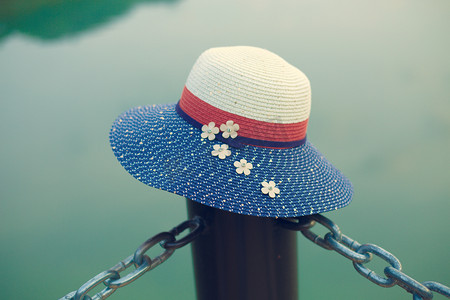 夏天凉帽遮阳帽近景摄影图配图