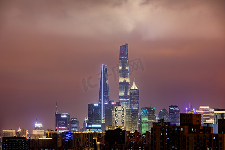 陆家嘴高楼夜景摄影图