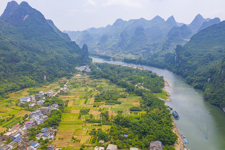 航拍阳朔山水风光摄影图