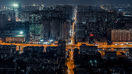 武汉光谷夜景民族大道摄影图