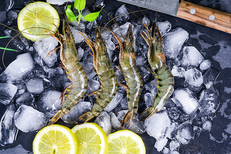 夏季海鲜美食大虾摄影图