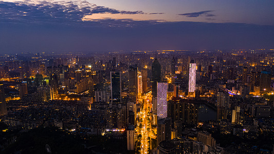 武汉城市晚霞大气航拍实拍图片摄影图