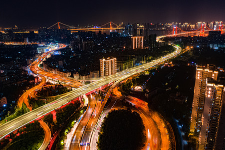 武汉梅家山立交夜景大气航拍实拍图片摄影图