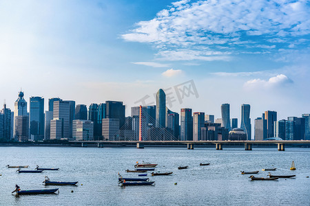 海淀地标摄影照片_杭州地标建筑钱江新城的地方