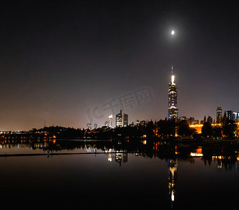 南京风光摄影照片_玄武湖夜景风光摄影图