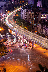 城市交通夜景繁华都市摄影图