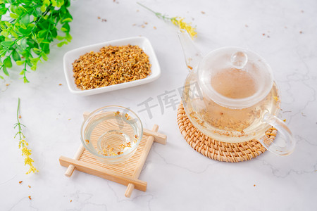 桂花茶茶饮摄影图