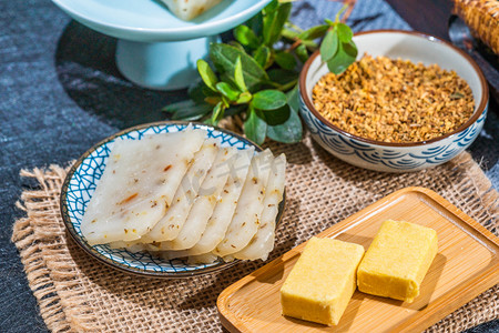 食品求职简历模板摄影照片_桂花糕美食