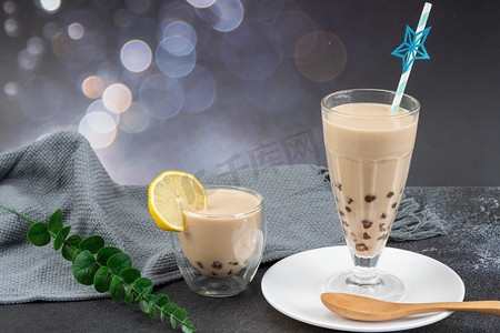 珍珠奶茶饮品摄影图