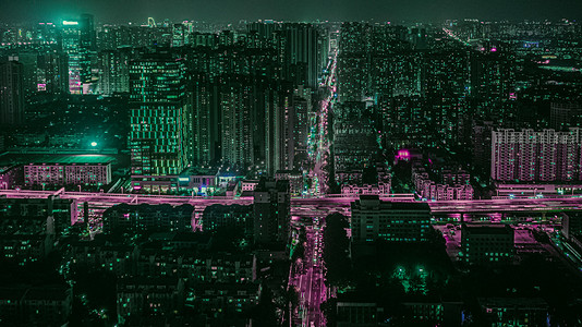 武汉民族大道夜景摄影图