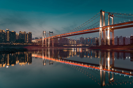 桥梁摄影照片_重庆鹅公岩双桥摄影图