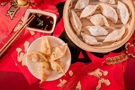龙年模板摄影照片_饺子春节美食摄影图