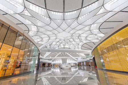 商场内部图摄影照片_北京大兴国际机场登机口摄影图