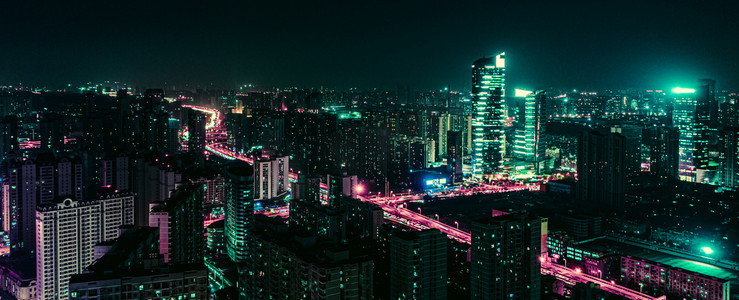 民族大道摄影照片_武汉民族大道光谷夜景摄影图