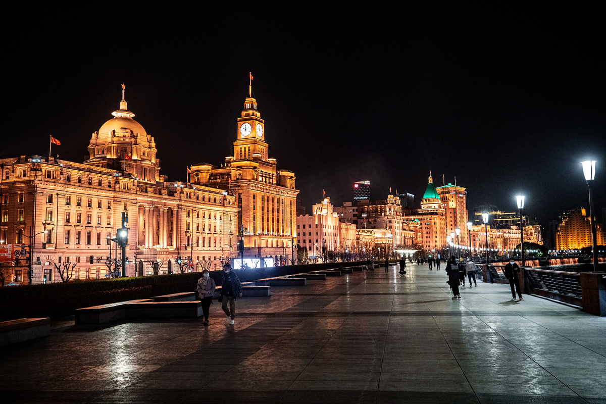 夜景夜晚的上海外滩外国建筑博览群摄影图高清摄影大图 千库网