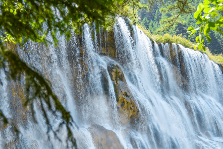 九寨沟瀑布自然风景风光湖泊摄影图