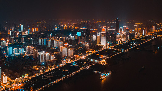 武汉江滩夜景摄影图