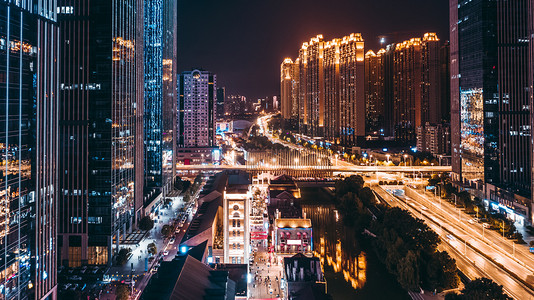 武汉汉街夜景摄影图