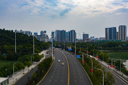 武汉琴台街道航拍图片摄影图