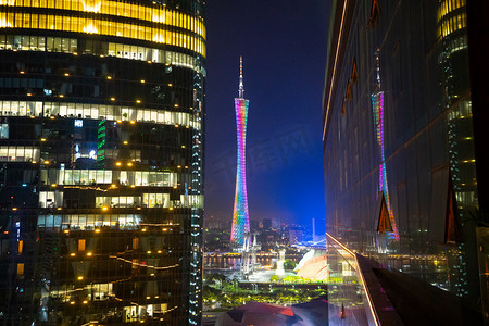 夜幕下的广州塔摄影图