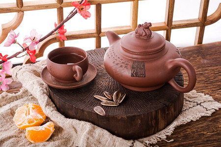 紫砂茶壶摄影图