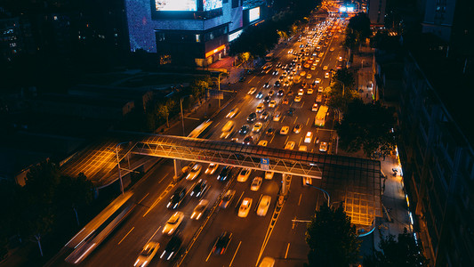 武汉街道车流大气夜景航拍实拍图摄影图