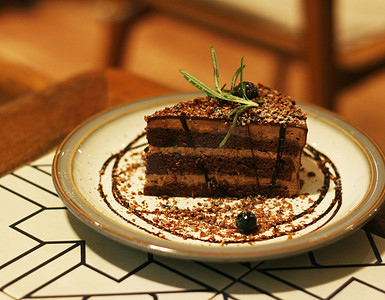 复古温暖咖啡馆美食美味巧克力蛋糕2