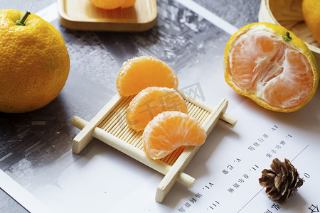 橘子果肉摄影图