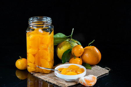 橘子罐头水果摄影图