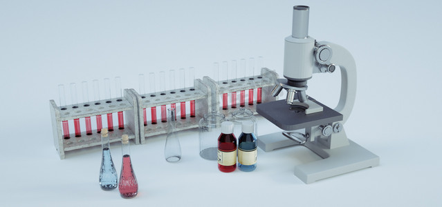 疫情摄影照片_实验器材显微镜药剂摄影图