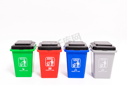 垃圾桶分类垃圾桶摄影照片_垃圾分类可回收垃圾环保摄影图